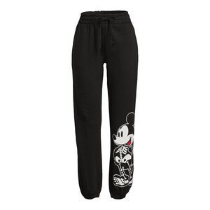 DISNEY Mickey Mouse Skeleton Joggers‎ Juniors Small (3/5) Black Sweat Pants NWT